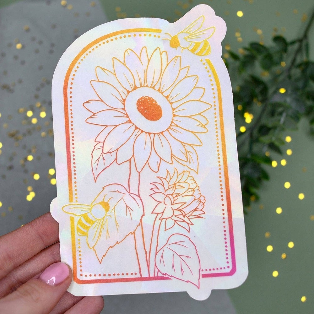 Sunflower & Bee Sun Catcher Rainbow Maker Window Sticker - Indoor Window Decal - Picture 3 of 6